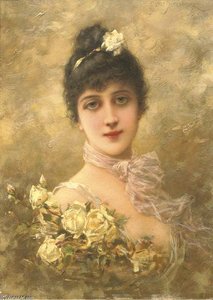 Elégante Aux Roses Jaunes — Emile Eisman Semenovsky