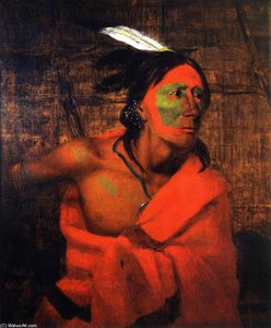 Winnebago (Wa-kon-chi-hi-re-ga) in a Bark Lodge