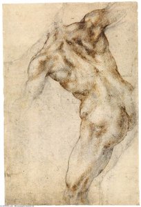 Male Nude, Seen From The Rear (recto) — Michelangelo Buonarroti, High Renaissance