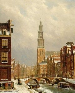 View Of Amsterdam In The Winter — Oene Romkes De Jongh