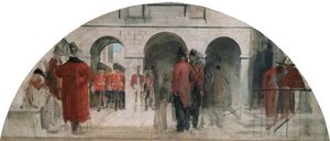 The Old Threadneedle Street Courtyard With Guard Arriving At The Bank (sketch) — Alfred Kingsley Lawrence