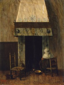 An Old Woman By A Fireplace — Jacobus Vrel