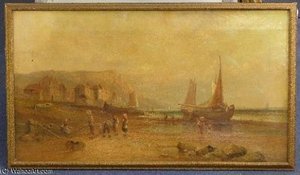 Fisherfolk On The Shore At Low Tide — Alfred Pollentine