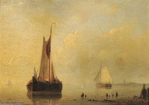Sailing Boats In A Calm And Sailing Boats Off The Coast In A Stiff Breeze — Abraham Hulk Senior, Romanticism