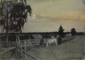 Horses Grazing — Boris Mikhailovich Kustodiev