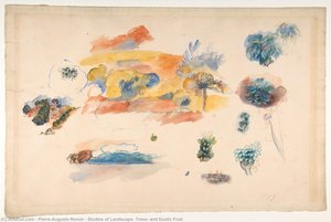 Studies Of Landscape, Trees, And Exotic Fruit — Pierre-auguste Renoir