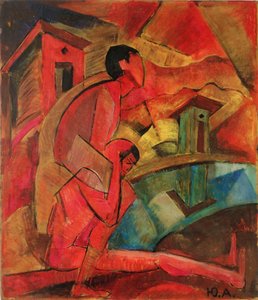 Monk Christopher With Christ Near The River — Jury Annenkov, Cubo-futurism