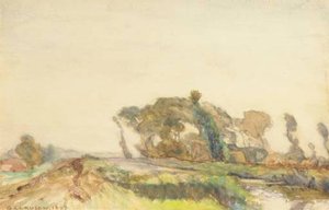 A Copse In An Open Landscape By A River — Sir George Clausen
