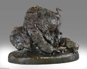 Buffalo And Wolves — Edward Kemeys