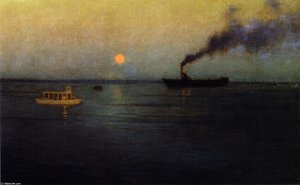 Rosy Moon off Charleston Harbor