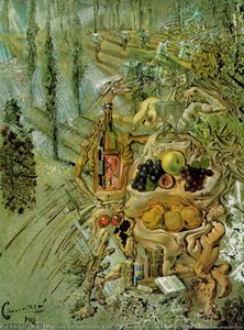 Dionysus Spitting The Complete Image Of Cadaquns On The Tip Of The Tongue Of A Three-storied Gaudinian Woman, 1958-60 — Salvador Dalí, Surrealism