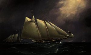 'dauntless' Leading 'columbia' At The Lightship With 'madeleine' Following — Thomas Buttersworth