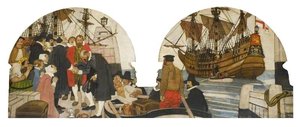 Sailing Of The Braintree Company In The 'lyon', 1632 — Maurice Greiffenhagen