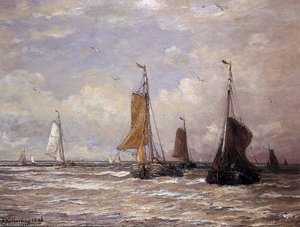 Sailing Boats Sun — Hendrik Willem Mesdag