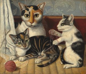 Cat And Kittens — Winslow Homer