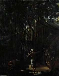 Waringin Mit Zwei Jungen Baliern (banyan With Two Young Balinese) — Walter Spies