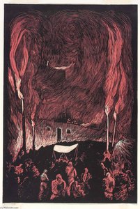 Firelight Dance Christmas Taos Pueblo (illustration For Forum) — Howard Cook