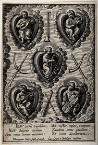 Christ playing musical instruments in the believer's heart.