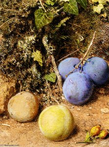 Still Life With Greengages And Plums On A Mossy Bank — William Henry Hunt