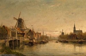 An Evening At Maashuis, Holland — Cornelis Christiaan Dommelshuizen