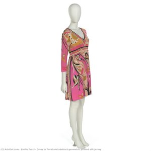 Dress In Floral And Abstract Geometric Printed Silk Jersey — Emilio Pucci, Mid-century Modern