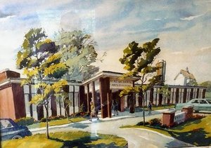 Aurora Dental Arts Building, (painting) — Ruth Van Sickle Ford, Contemporary Realism