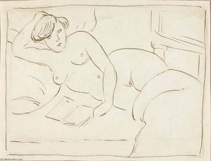 Reclining Female Nude With Book — Carl Newman