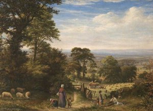 Thro' The Fields, A Landscape At Harvest Time — James Thomas Linnell