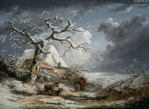 Winter Landscape With Peasants And Donkeys — George Morland