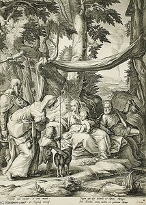 The Holy Family With Zacharias, — Jacob Matham