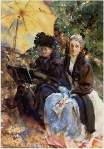 Miss Wedewood And Miss Sargent Sketching — John Singer Sargent