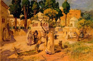 Arab Women At The Town Wall — Frederick Arthur Bridgman, Academic Painting