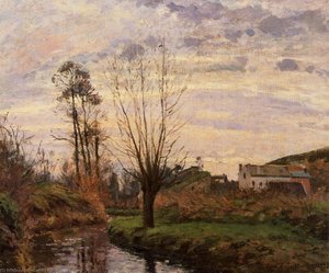 Landscape With Small Stream — Camille Pissarro, Impressionist Landscape