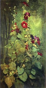 Red Hollyhocks — John La Farge