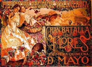 Poster For The Exposición Valenciana. Gran Batalla De Flores — José Mongrell Torrent