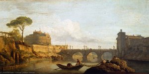 The Bridge And The Castel Sant'angelo In Rome — Claude-joseph Vernet, Rococo/neoclassical