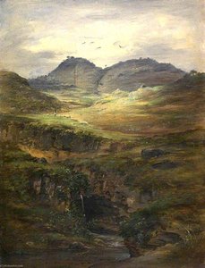 Hilly Landscape With Cascade In Foreground, Near Ankobar — Johann Martin Bernatz