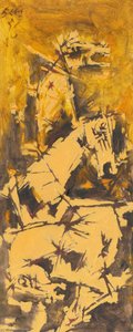 Untitled (three Horses) — M.f. Husain