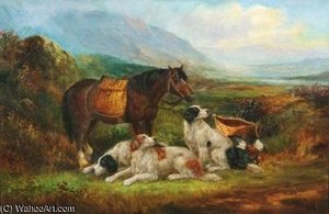 Pony And Setters With The Day's Bag