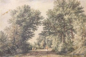 Figures On A Road In Woods — John Syer