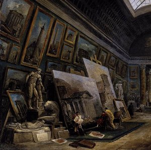 Imaginary View Of The Grande Galerie In The Louvre (detail) — Hubert Robert