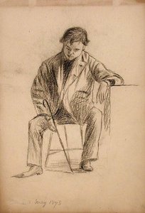Man Resting On Table — John Ottis Adams, Impressionism