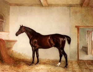 A Bay Hunter In A Loose Box — Sr John E Ferneley