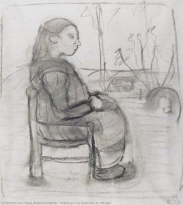 Seated Girl In A Landscape, To The Right — Paula Modersohn-becker