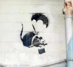 Parachuting Rat — Banksy
