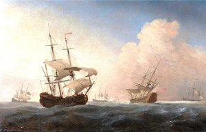 English Warships Heeling In The Breeze Offshore — Willem Van De Velde The Younger