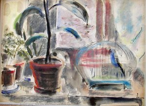 Still Life With Plant And Birdcage — Rudolf Láng