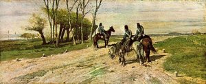 Three Horseman On A Road — Giovanni Fattori