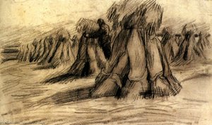 Stooks And A Peasant Stacking Sheaves — Vincent Willem Van Gogh, Croatian Realism