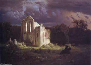 Ruins In A Moonlit Landscape — Arnold Böcklin